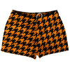Orange Tennessee And Black Houndstooth Shorty Short Gym Shorts 2.5" Inseam Made In USA by Tribe Lacrosse