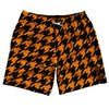 Orange Tennessee And Black Houndstooth Swim Shorts 7" Made In USA by Tribe Lacrosse