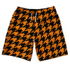 Orange Tennessee And Black Houndstooth 10" Swim Shorts Made In USA by Tribe Lacrosse