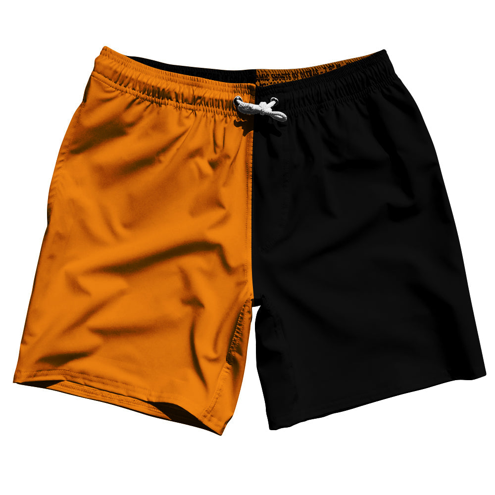 Orange Tennessee And Black Quad Color Swim Shorts 7" Made In USA by Tribe Lacrosse