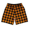 Orange Tennessee And Black Houndstooth Athletic Running Fitness Exercise Shorts 7" Inseam Shorts Made In USA by Tribe Lacrosse