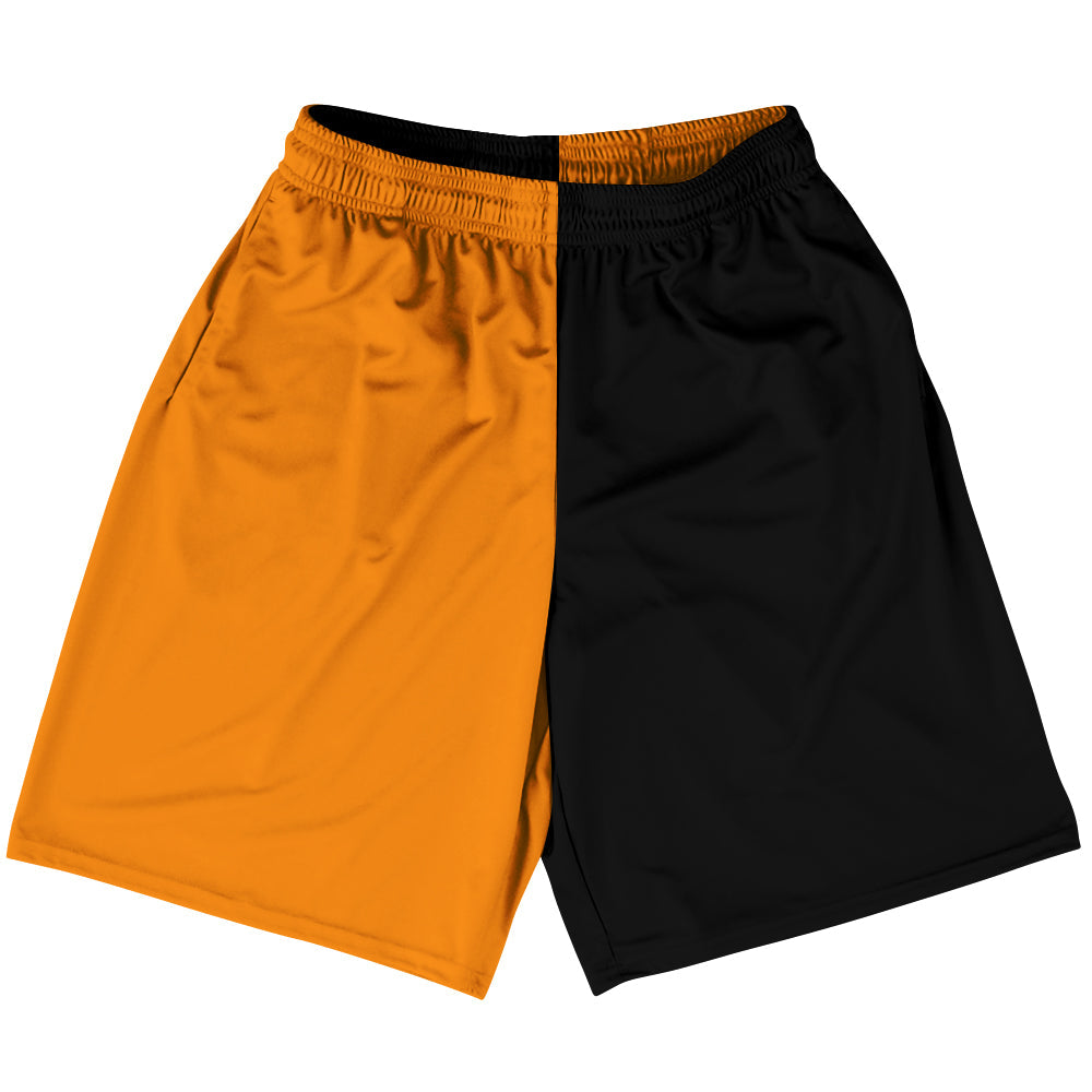Orange Tennessee And Black Quad Color Lacrosse Shorts Made In USA by Tribe Lacrosse