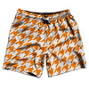 Orange Tennessee And White Houndstooth Swim Shorts 7" Made In USA by Tribe Lacrosse