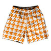 Orange Tennessee And White Houndstooth Athletic Running Fitness Exercise Shorts 7" Inseam Shorts Made In USA by Tribe Lacrosse