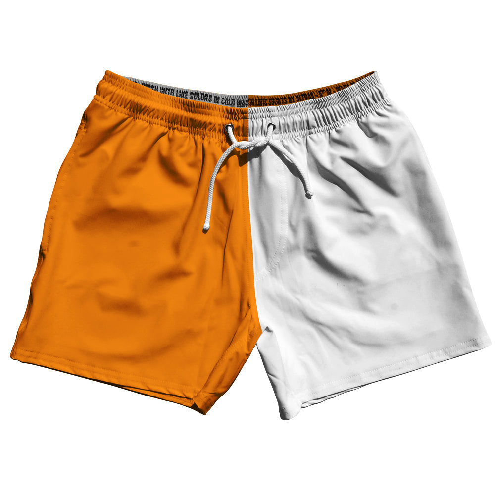 Orange Tennessee And White Quad Color 5" Swim Shorts Made In USA by Tribe Lacrosse