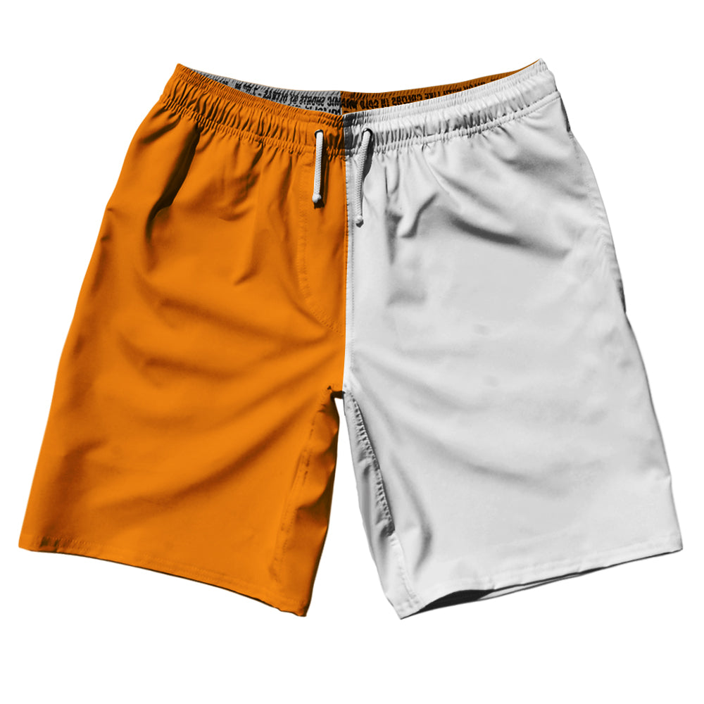 Orange Tennessee And White Quad Color 10 Swim Shorts Made In USA for Sale Tribe Lacrosse Shorts Buy Now Billy Hoyle