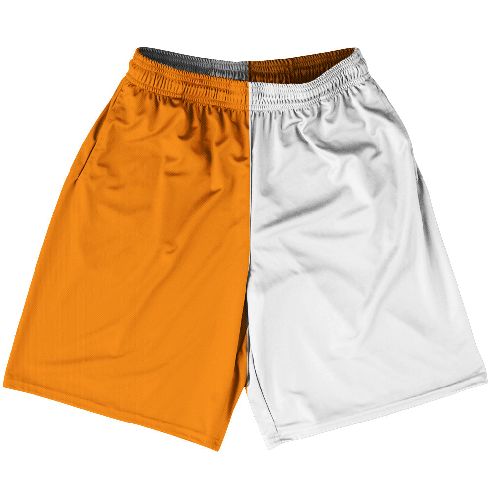 Orange Tennessee And White Quad Color Basketball Practice Shorts Made In USA by Tribe Lacrosse