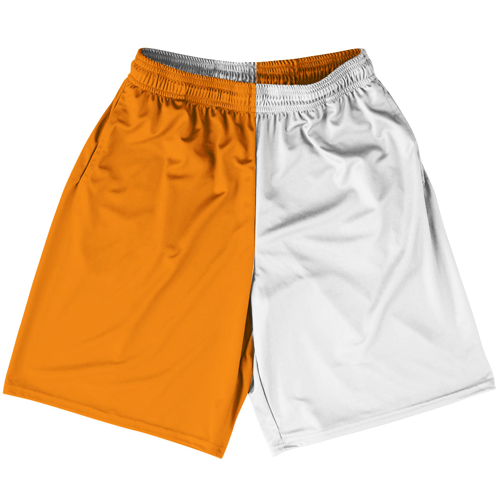 Orange Tennessee And White Quad Color Lacrosse Shorts Made In USA by Tribe Lacrosse