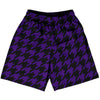 Purple Lakers And Black Houndstooth Basketball Practice Shorts Made In USA by Tribe Lacrosse