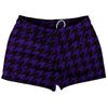 Purple Lakers And Black Houndstooth Shorty Short Gym Shorts 2.5" Inseam Made In USA by Tribe Lacrosse