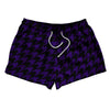 Purple Lakers And Black Houndstooth 2.5" Swim Shorts Made In USA by Tribe Lacrosse