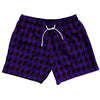 Purple Lakers And Black Houndstooth 5" Swim Shorts Made In USA by Tribe Lacrosse