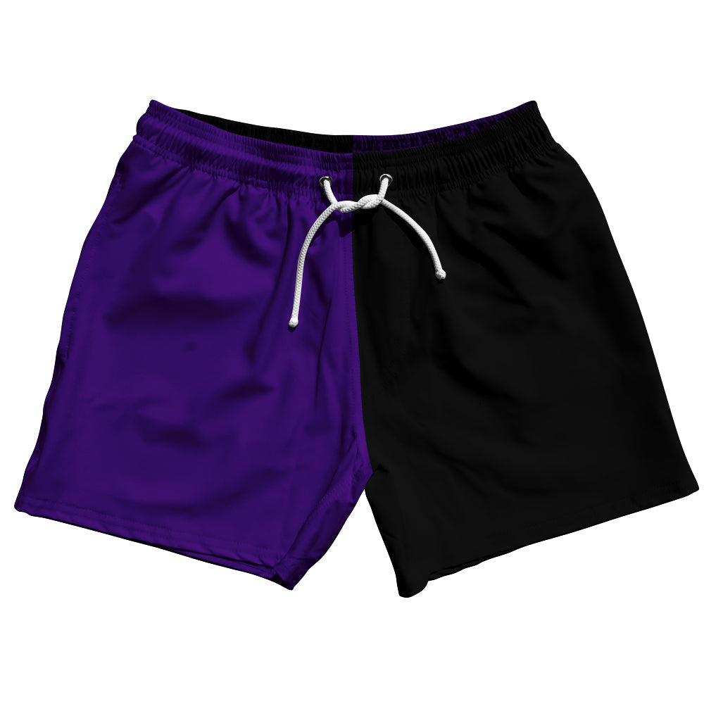 Purple Lakers And Black Quad Color 5" Swim Shorts Made In USA by Tribe Lacrosse