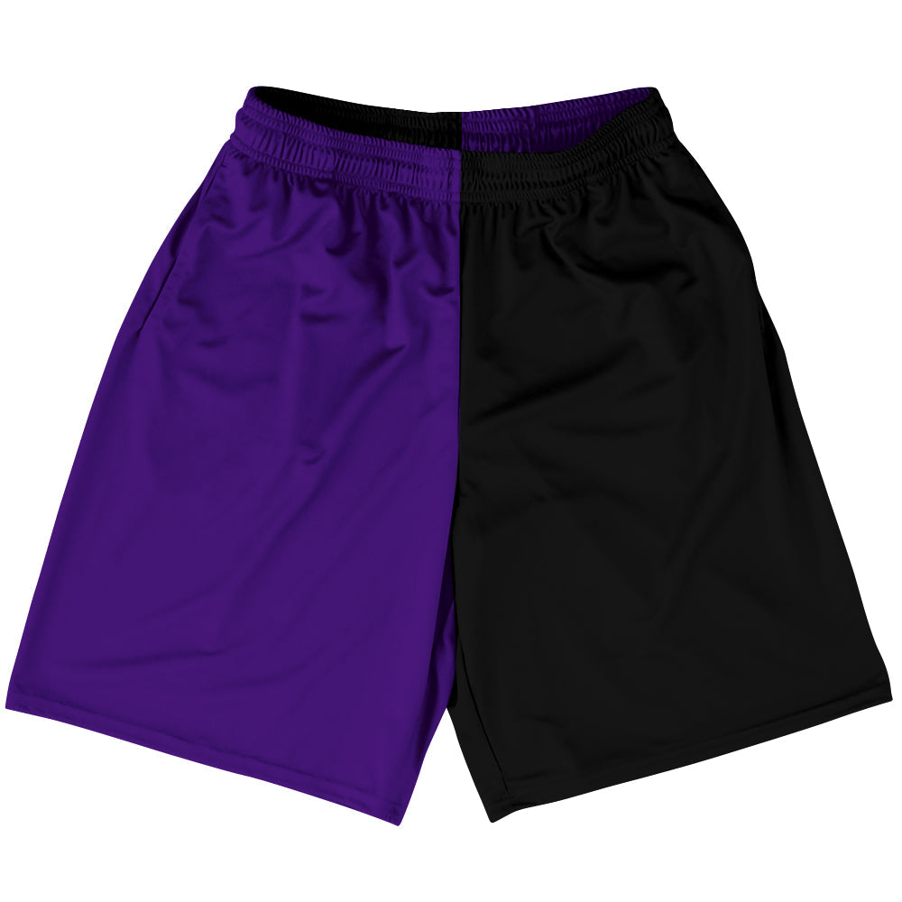 Purple Lakers And Black Quad Color Lacrosse Shorts Made In USA by Tribe Lacrosse