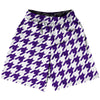 Purple Lakers And White Houndstooth Basketball Practice Shorts Made In USA by Tribe Lacrosse