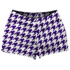 Purple Lakers And White Houndstooth Shorty Short Gym Shorts 2.5" Inseam Made In USA by Tribe Lacrosse