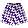Purple Lakers And White Houndstooth Lacrosse Shorts Made In USA by Tribe Lacrosse
