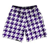 Purple Lakers And White Houndstooth Soccer Shorts Made In USA by Tribe Lacrosse