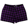 Purple Medium And Black Houndstooth Shorty Short Gym Shorts 2.5" Inseam Made In USA by Tribe Lacrosse