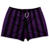 Medium Purple & Black Vertical Stripe Shorty Short Gym Shorts 2.5" Inseam Made In USA by Tribe Lacrosse
