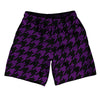 Purple Medium And Black Houndstooth Athletic Running Fitness Exercise Shorts 7" Inseam Shorts Made In USA by Tribe Lacrosse