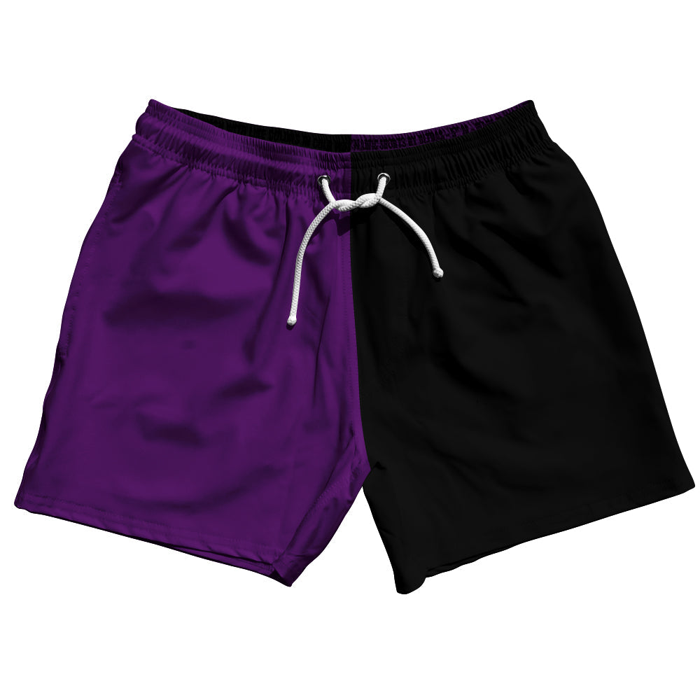 Purple Medium And Black Quad Color 5" Swim Shorts Made In USA by Tribe Lacrosse