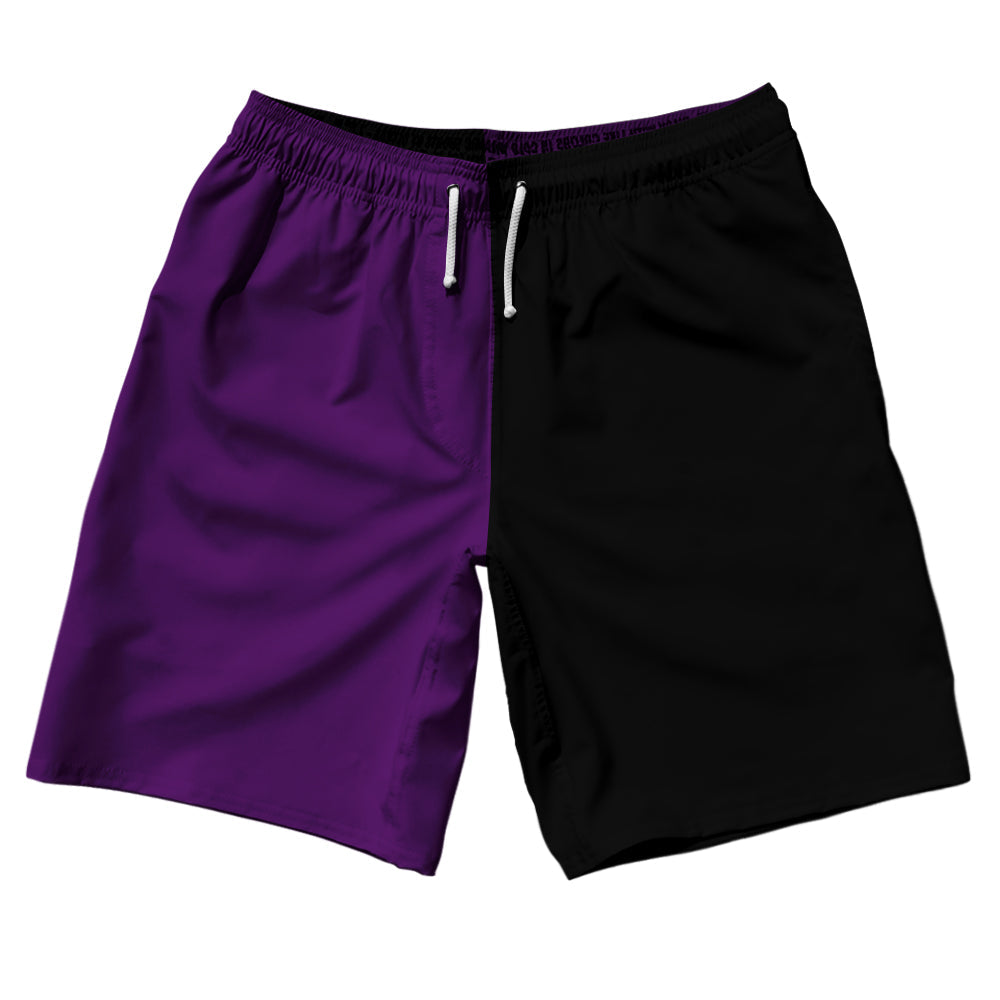Purple Medium And Black Quad Color 10" Swim Shorts Made In USA by Tribe Lacrosse