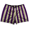 Medium Purple & Vegas Gold Vertical Stripe Shorty Short Gym Shorts 2.5" Inseam Made In USA by Tribe Lacrosse