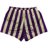 Medium Purple & Vegas Gold Vertical Stripe Womens & Girls Sport Shorts End Made In USA by Tribe Lacrosse