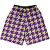 Purple Medium And Vegas Gold Houndstooth Basketball Practice Shorts Made In USA by Tribe Lacrosse