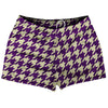 Purple Medium And Vegas Gold Houndstooth Shorty Short Gym Shorts 2.5" Inseam Made In USA by Tribe Lacrosse