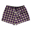Purple Medium And Vegas Gold Houndstooth 2.5" Swim Shorts Made In USA by Tribe Lacrosse