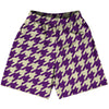 Purple Medium And Vegas Gold Houndstooth Lacrosse Shorts Made In USA by Tribe Lacrosse