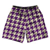 Purple Medium And Vegas Gold Houndstooth Soccer Shorts Made In USA by Tribe Lacrosse