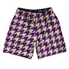 Purple Medium And Vegas Gold Houndstooth Athletic Running Fitness Exercise Shorts 7" Inseam Shorts Made In USA by Tribe Lacrosse