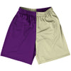 Purple Medium And Vegas Gold Quad Color Lacrosse Shorts Made In USA by Tribe Lacrosse