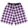 Purple Medium And White Houndstooth Basketball Practice Shorts Made In USA by Tribe Lacrosse