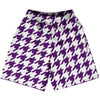 Purple Medium And White Houndstooth Lacrosse Shorts Made In USA by Tribe Lacrosse