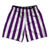 Medium Purple & White Vertical Stripe Athletic Running Fitness Exercise Shorts 7" Inseam Shorts Made In USA by Tribe Lacrosse