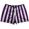 Medium Purple & White Vertical Stripe Shorty Short Gym Shorts 2.5" Inseam Made In USA by Tribe Lacrosse