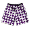 Purple Medium And White Houndstooth Athletic Running Fitness Exercise Shorts 7" Inseam Shorts Made In USA by Tribe Lacrosse