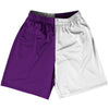 Purple Medium And White Quad Color Basketball Practice Shorts Made In USA by Tribe Lacrosse