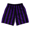 Purple Violet Laker & Black Vertical Stripe Athletic Running Fitness Exercise Shorts 7" Inseam Shorts Made In USA by Tribe Lacrosse