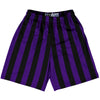 Purple Violet Laker & Black Vertical Stripe Lacrosse Shorts Made In USA by Tribe Lacrosse