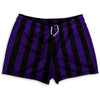 Purple Violet Laker & Black Vertical Stripe Shorty Short Gym Shorts 2.5" Inseam Made In USA by Tribe Lacrosse