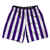 Purple Violet Laker & White Vertical Stripe Athletic Running Fitness Exercise Shorts 7" Inseam Shorts Made In USA by Tribe Lacrosse
