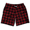 Red Cardinal And Black Houndstooth Swim Shorts 7" Made In USA by Tribe Lacrosse