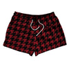 Red Cardinal And Black Houndstooth 2.5" Swim Shorts Made In USA by Tribe Lacrosse