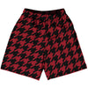 Red Cardinal And Black Houndstooth Lacrosse Shorts Made In USA by Tribe Lacrosse