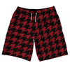 Red Cardinal And Black Houndstooth 10" Swim Shorts Made In USA by Tribe Lacrosse